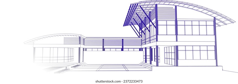 3D illustration of building project
