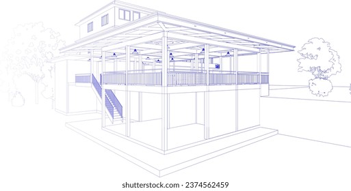 3D illustration of building project