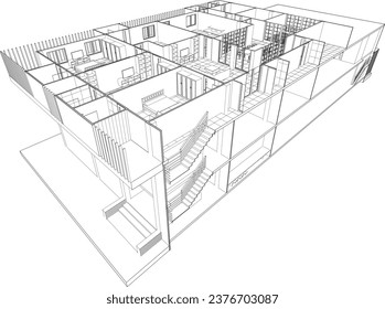 3D illustration of building project