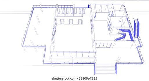 3D illustration of building project