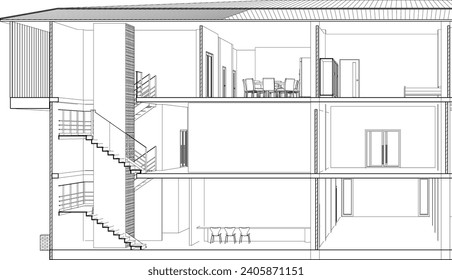 3D illustration of building project