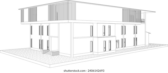 3D illustration of building project