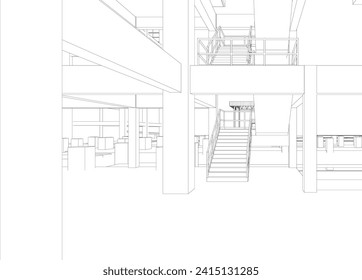 3D illustration of building project