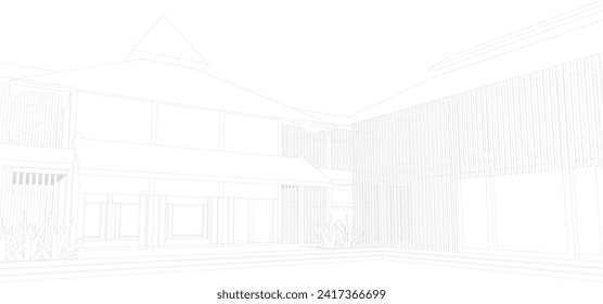 3D illustration of building project