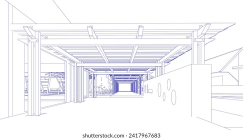3D illustration of building project