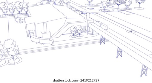 3D illustration of building project