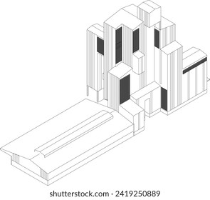 3D illustration of building project