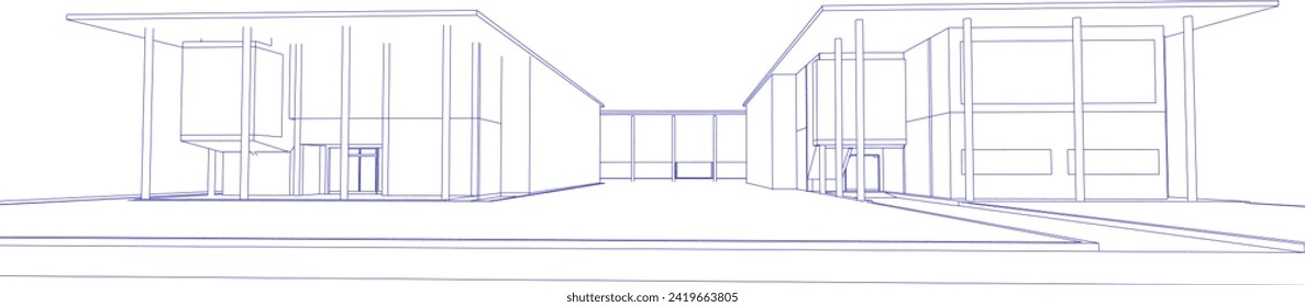 3D illustration of building project