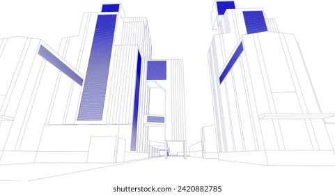 3D illustration of building project