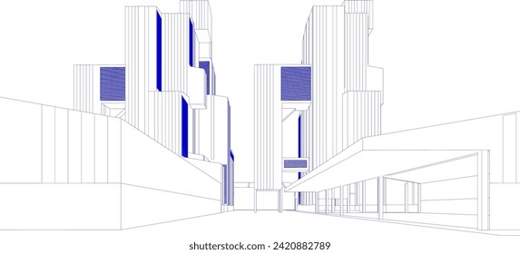 3D illustration of building project