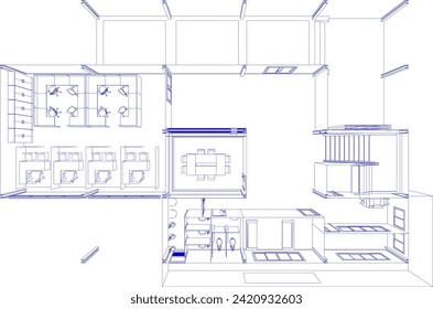 3D illustration of building project