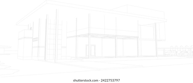 3D illustration of building project