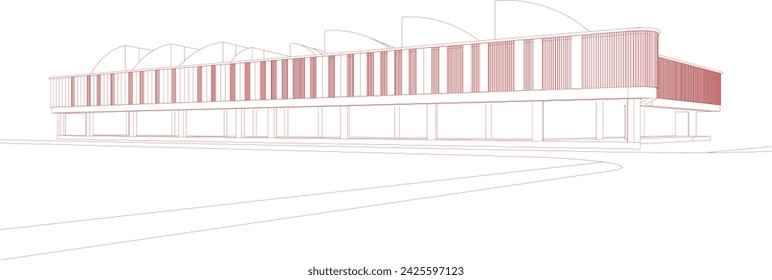 3D illustration of building project