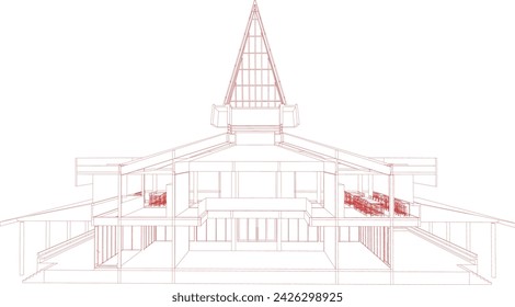 3D illustration of building project