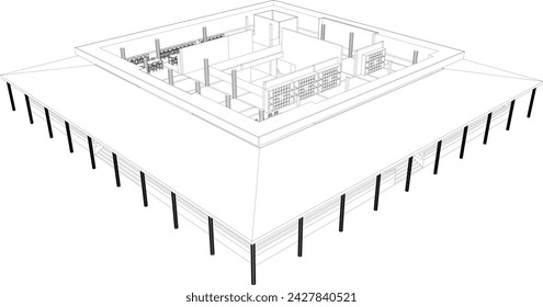 3D illustration of building project