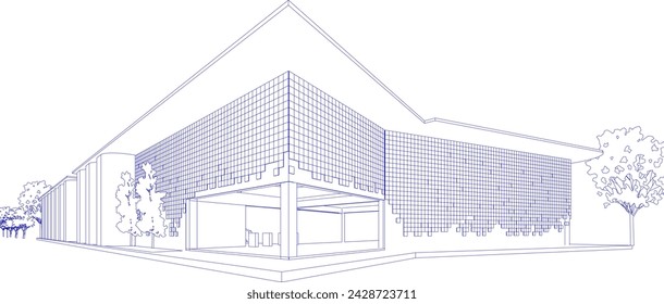 3D illustration of building project