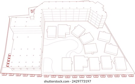 3D illustration of building project