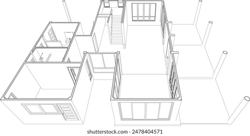 3D illustration of building project