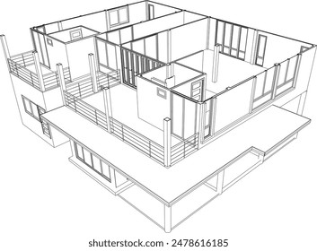 3D illustration of building project