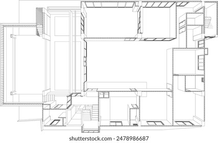 3D illustration of building project