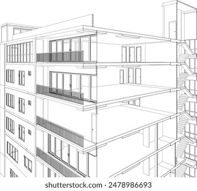 3D illustration of building project
