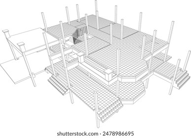 3D illustration of building project