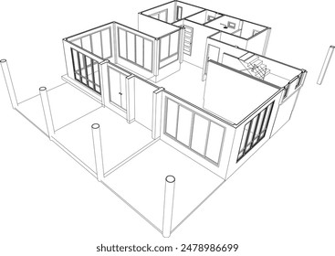 3D illustration of building project