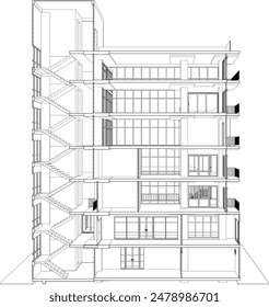 3D illustration of building project