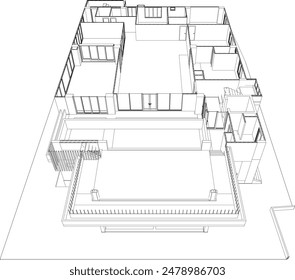 3D illustration of building project
