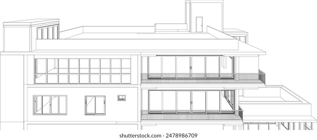 3D illustration of building project