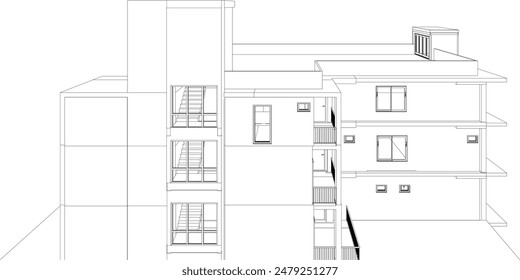 3D illustration of building project