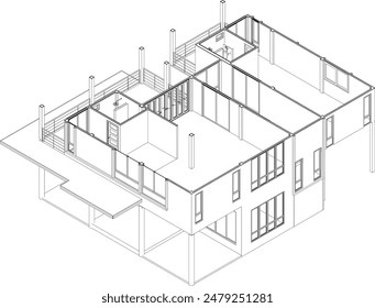 3D illustration of building project
