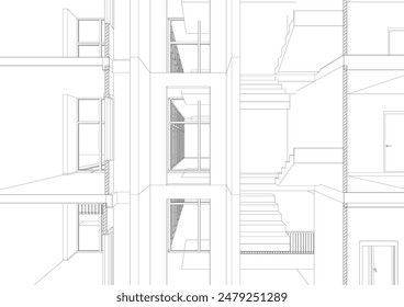 3D illustration of building project
