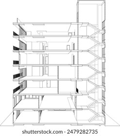 3D illustration of building project