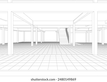 3D illustration of building project