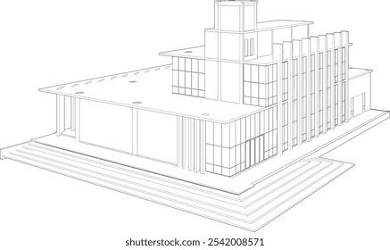 3D illustration of building project