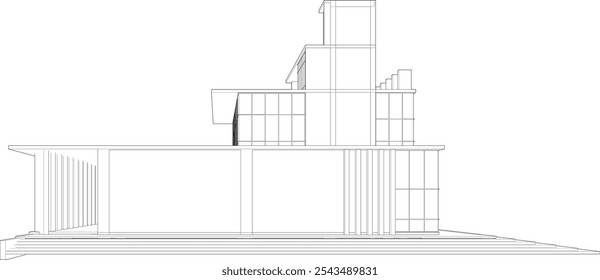 3D illustration of building project