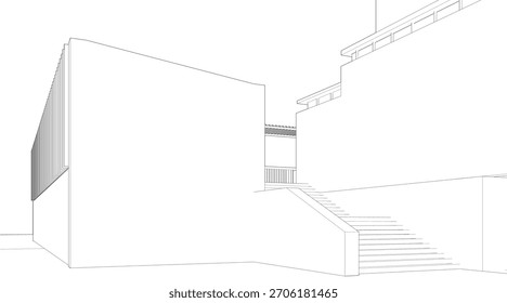 3D illustration of building project