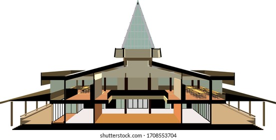 3D illustration of building section