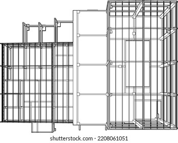 3D illustration of building structure