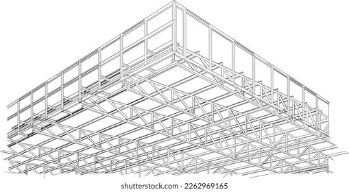 3D illustration of building structure