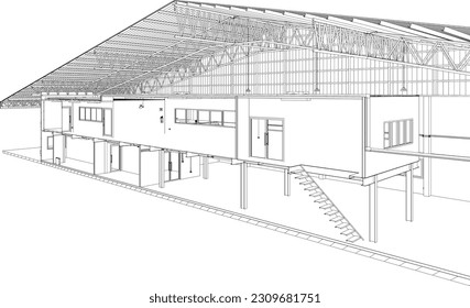 3D illustration of building structure