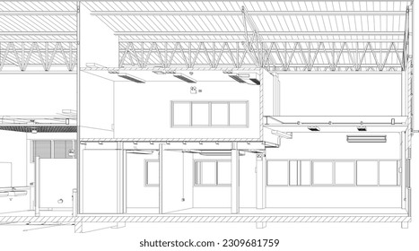 3D illustration of building structure