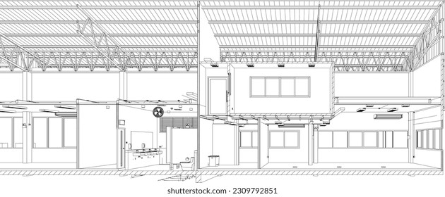 3D illustration of building structure