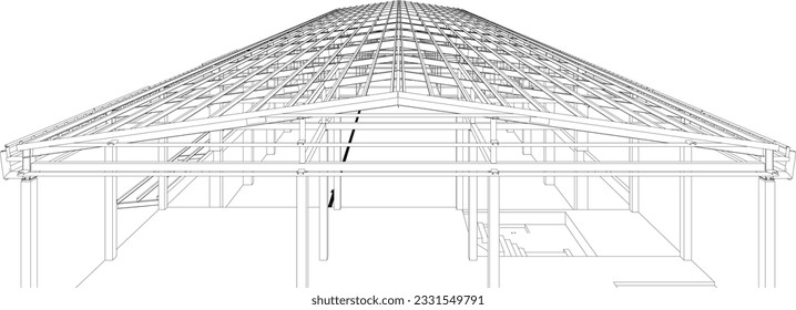 Ilustración 3D de la estructura de construcción