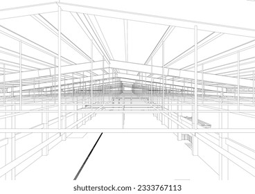 3D illustration of building structure