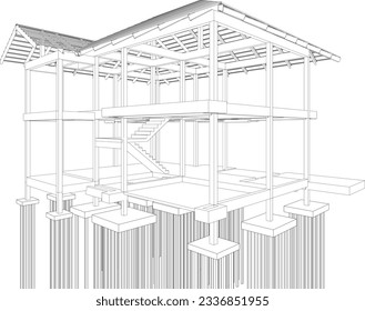 3D illustration of building structure