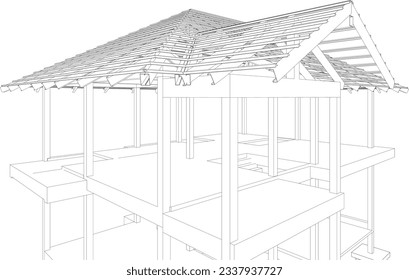 Ilustración 3D de la estructura de construcción