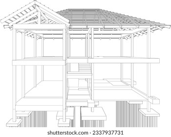 3D illustration of building structure