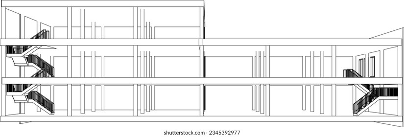 3D illustration of building structure